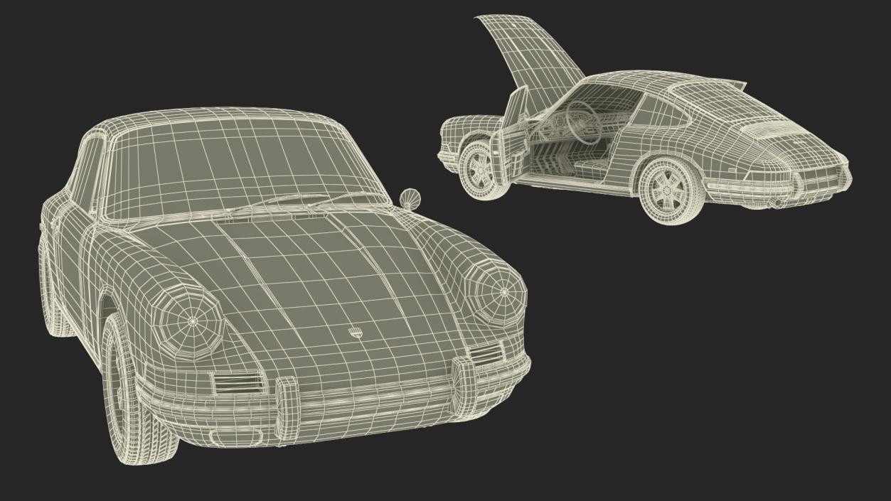 White Porsche 911 1968 Rigged 3D model