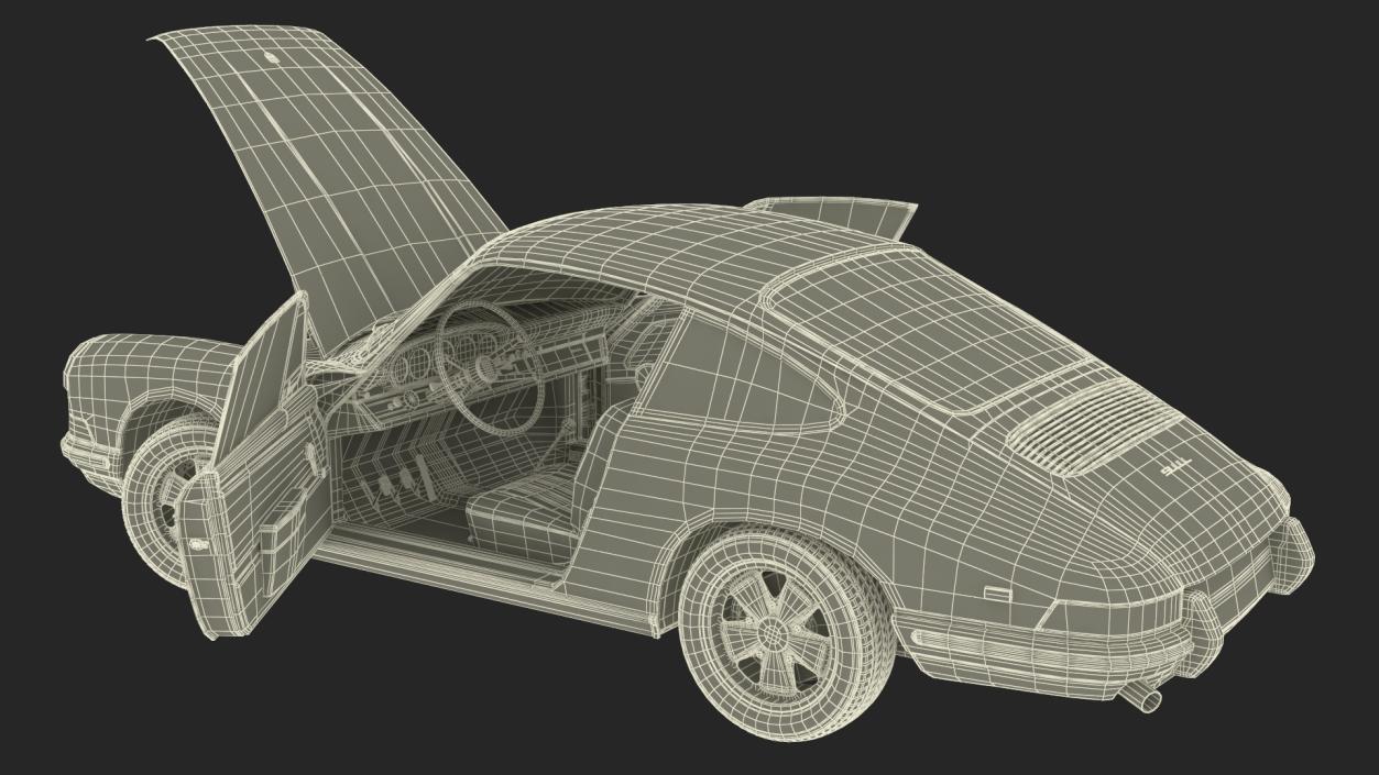 White Porsche 911 1968 Rigged 3D model