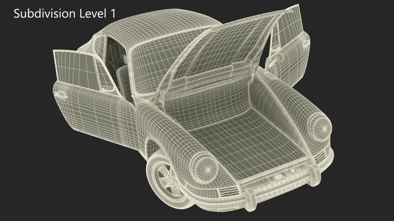 White Porsche 911 1968 Rigged 3D model