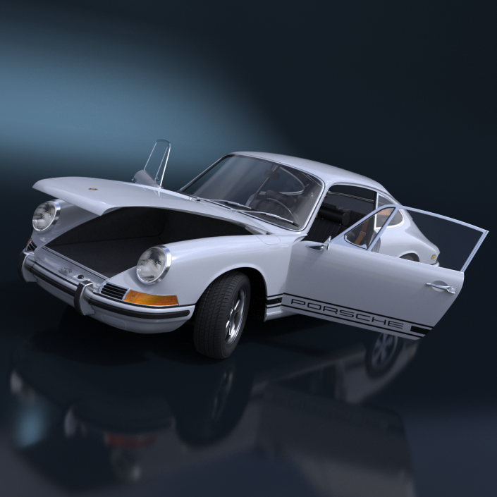 White Porsche 911 1968 Rigged 3D model