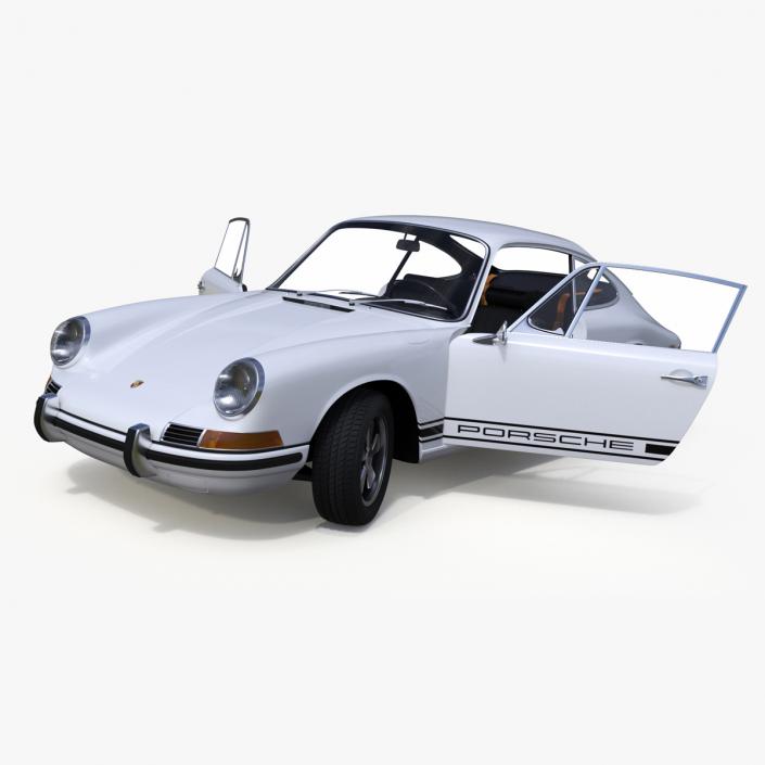 White Porsche 911 1968 Rigged 3D model