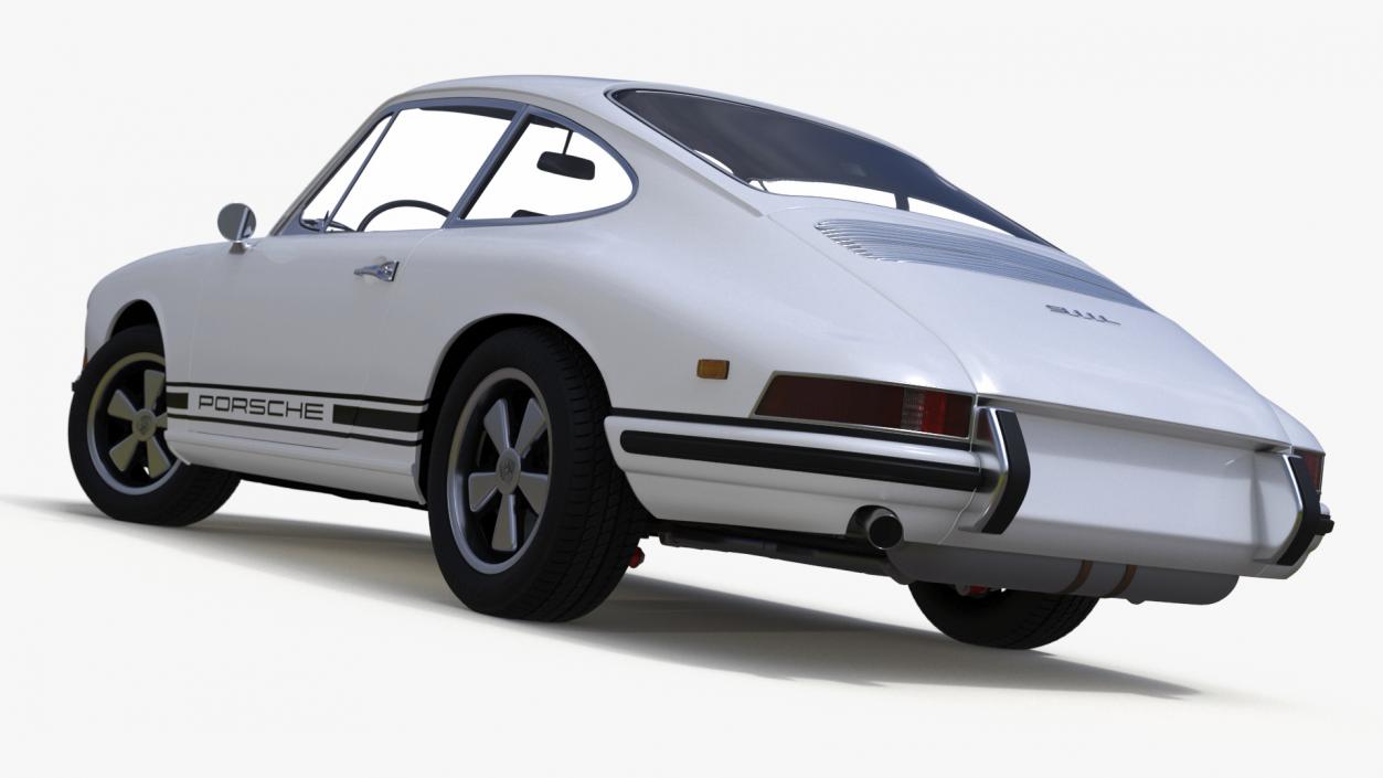 White Porsche 911 1968 Rigged 3D model