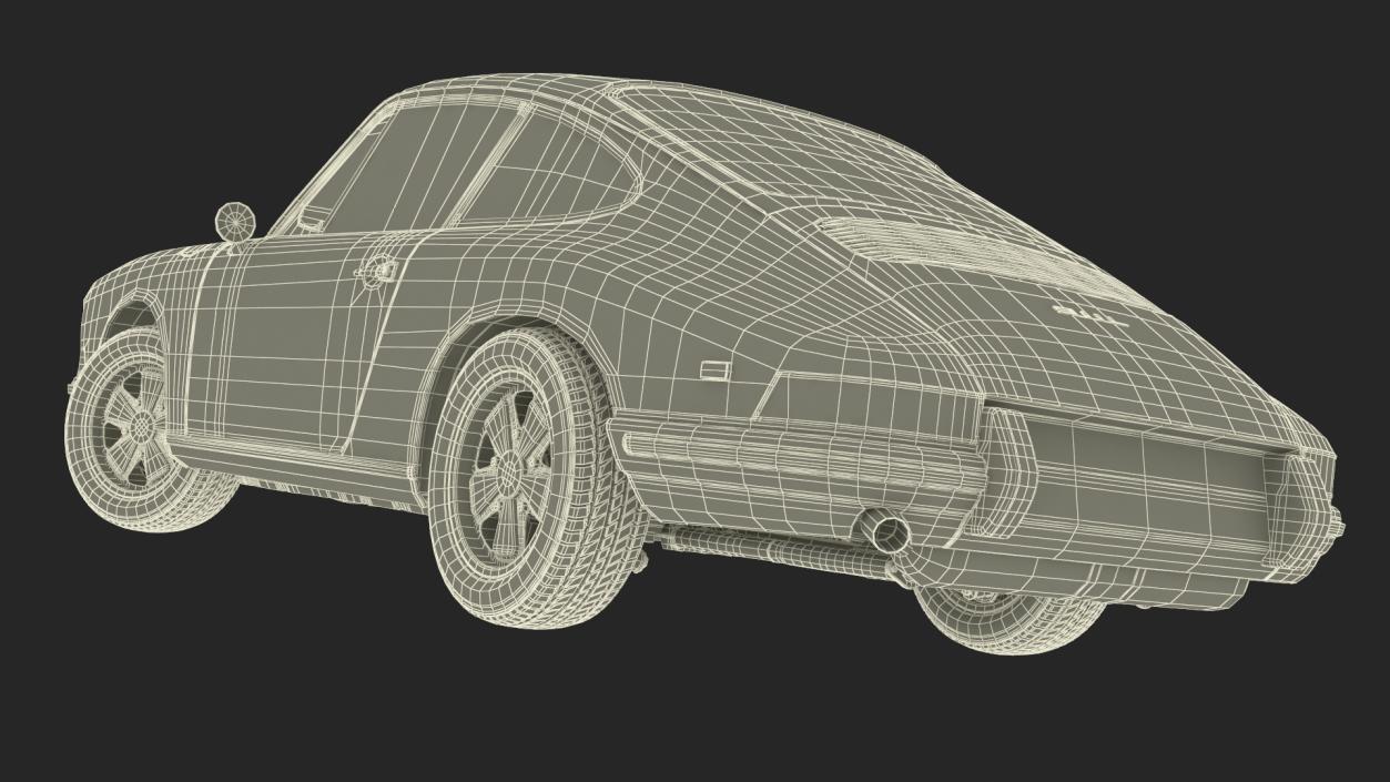 White Porsche 911 1968 Rigged 3D model