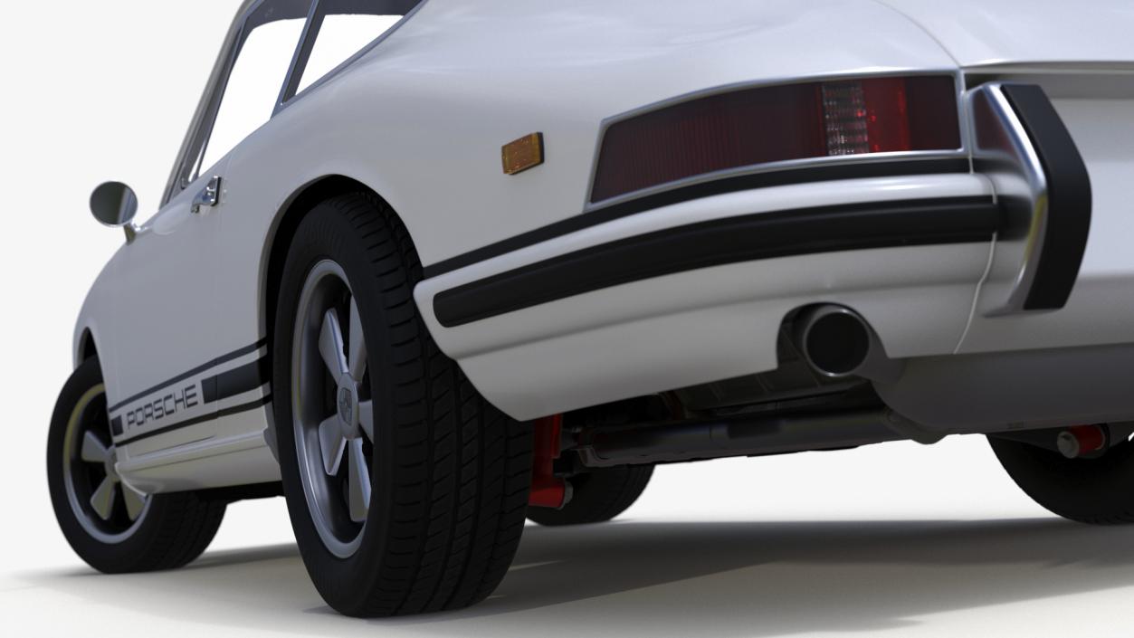 White Porsche 911 1968 Rigged 3D model