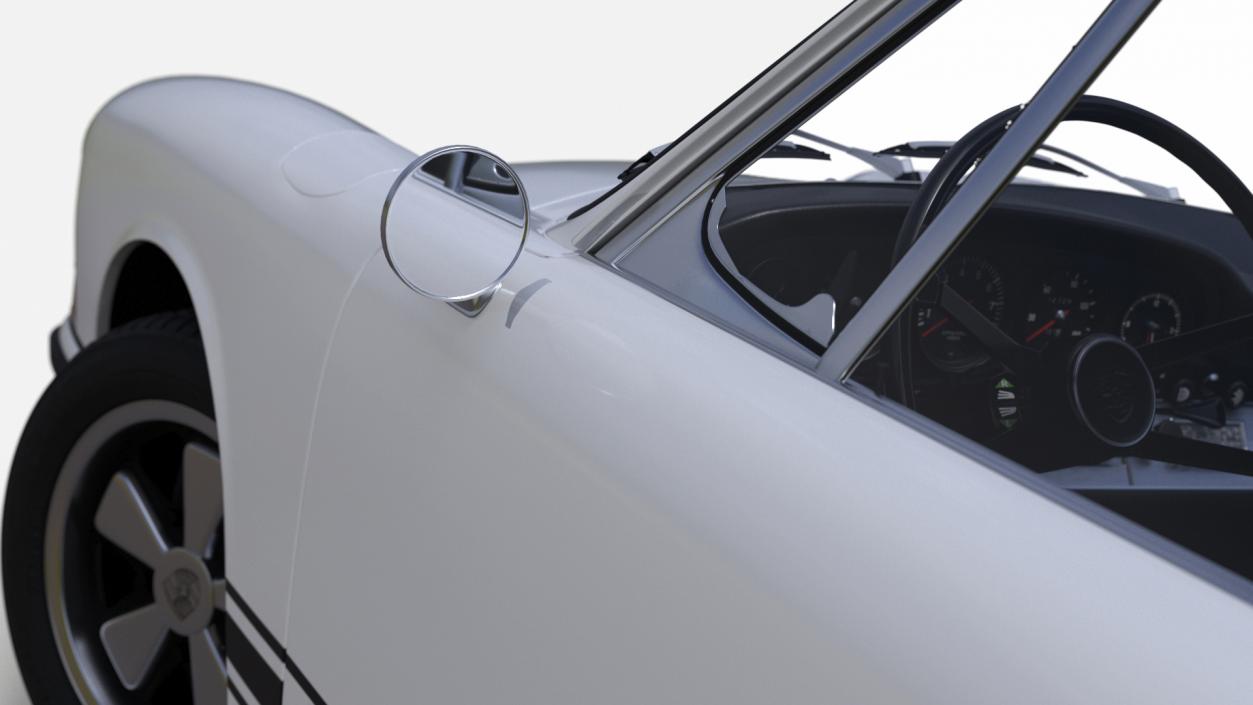 White Porsche 911 1968 Rigged 3D model