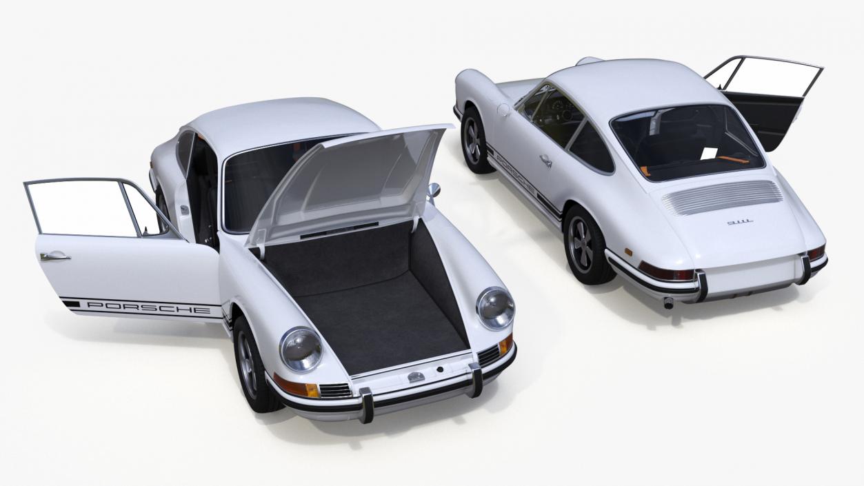 White Porsche 911 1968 Rigged 3D model