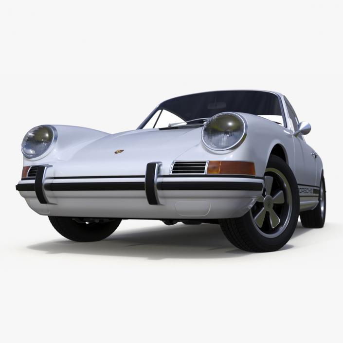 White Porsche 911 1968 Rigged 3D model