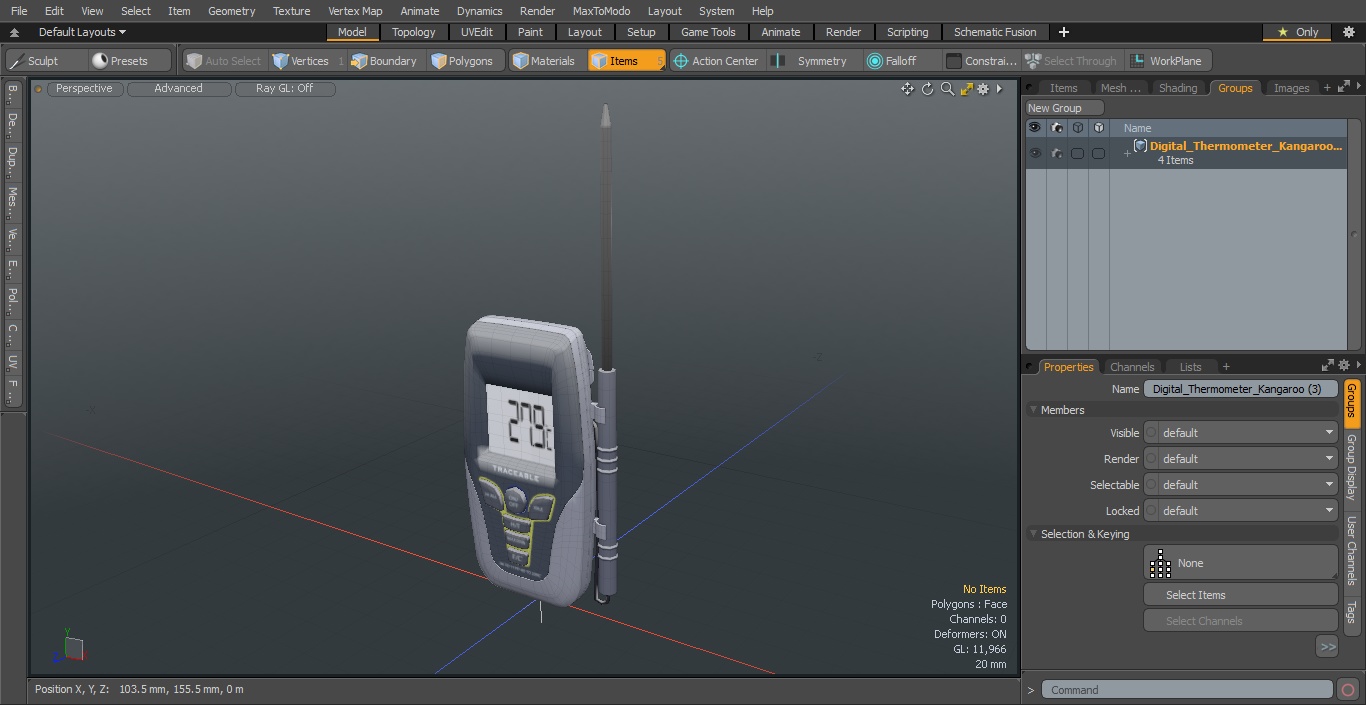 3D Digital Thermometer Kangaroo model