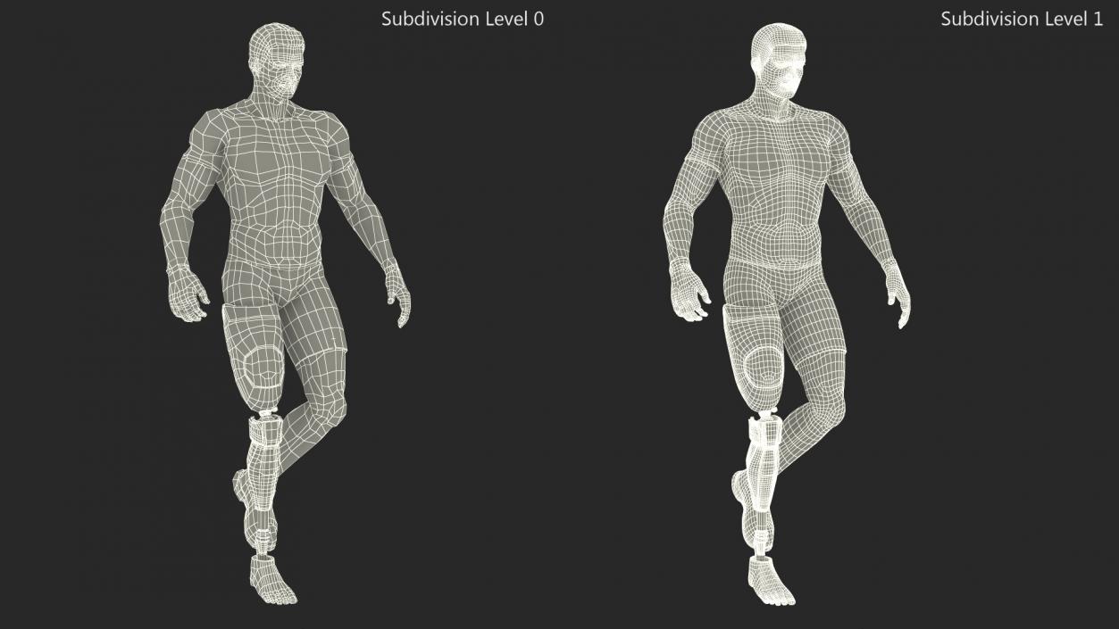 3D model Man Wearing Lower Limb Prosthesis Rigged