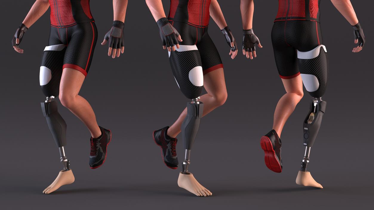 3D model Man Wearing Lower Limb Prosthesis Rigged