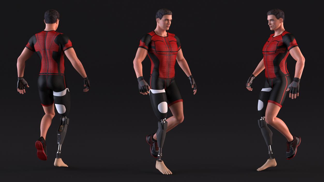 3D model Man Wearing Lower Limb Prosthesis Rigged