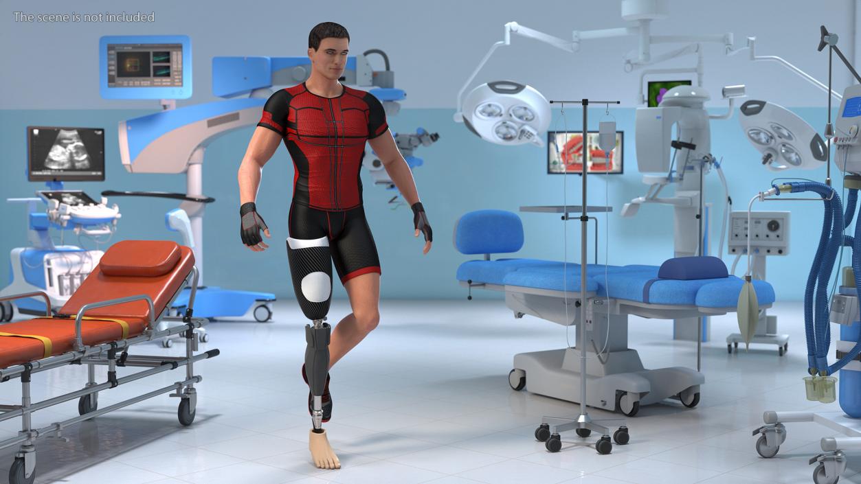 3D model Man Wearing Lower Limb Prosthesis Rigged