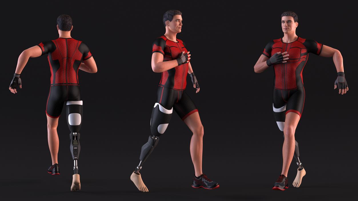 3D model Man Wearing Lower Limb Prosthesis Rigged