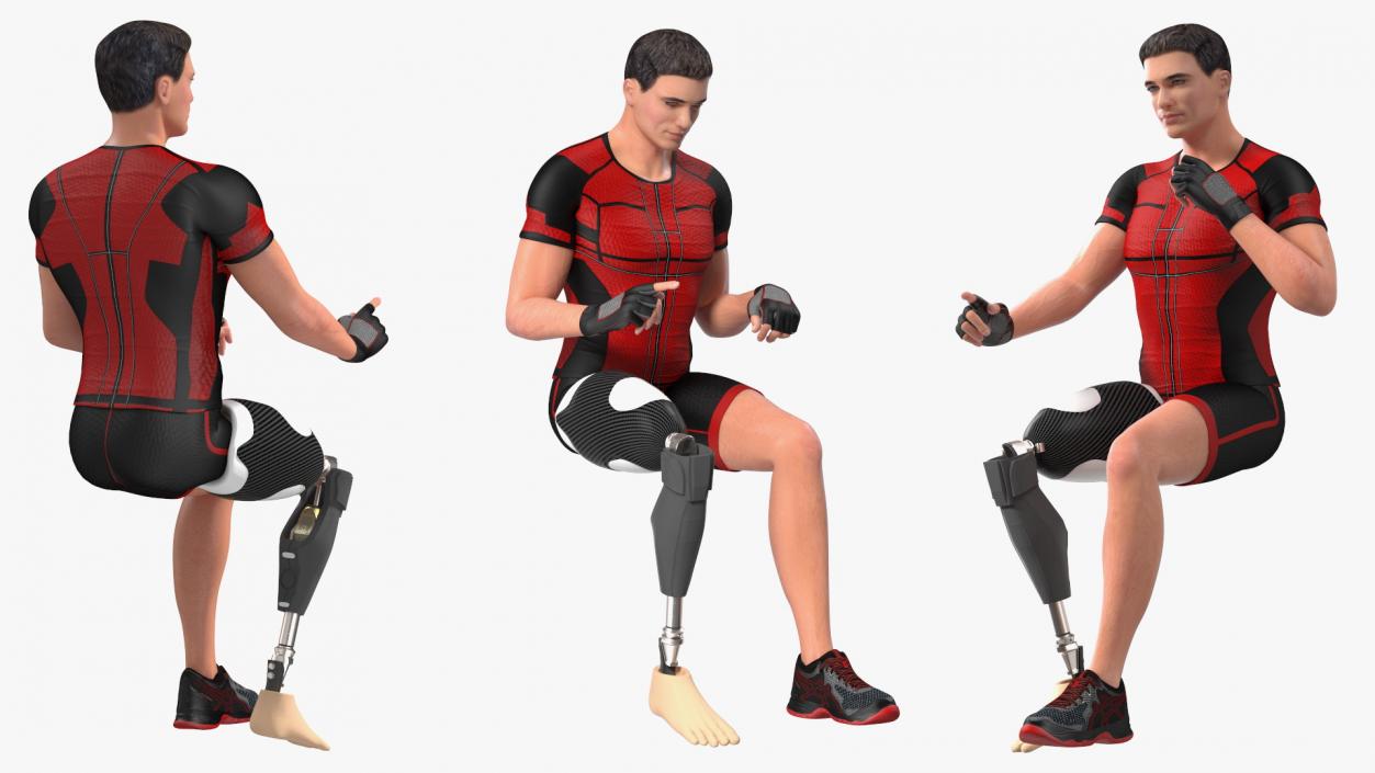 3D model Man Wearing Lower Limb Prosthesis Rigged