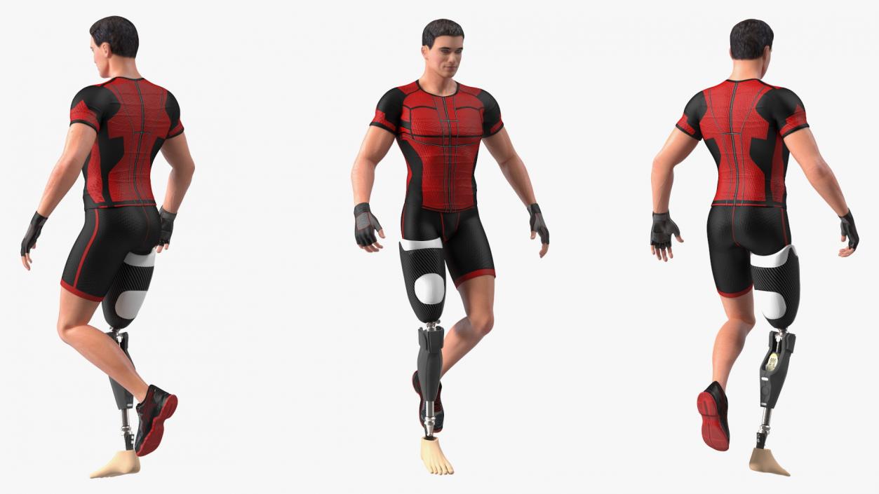 3D model Man Wearing Lower Limb Prosthesis Rigged