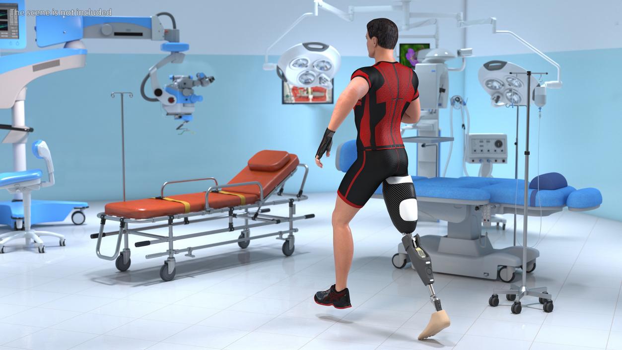 3D model Man Wearing Lower Limb Prosthesis Rigged