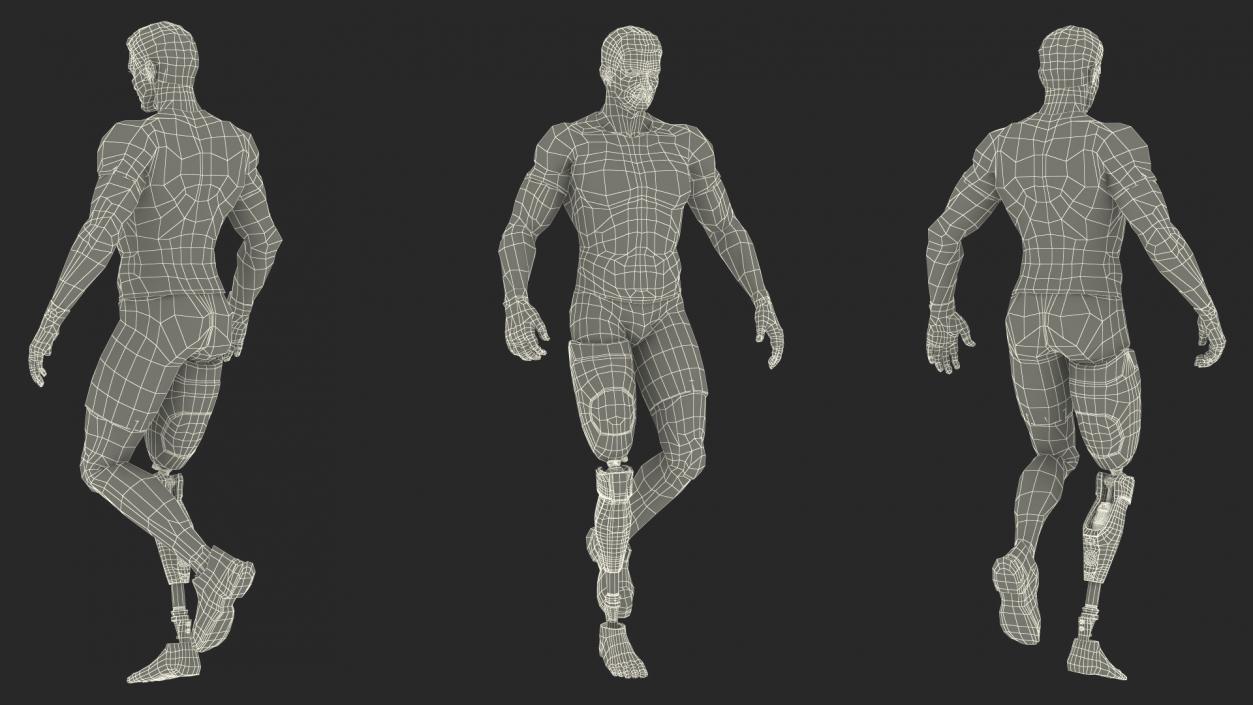 3D model Man Wearing Lower Limb Prosthesis Rigged