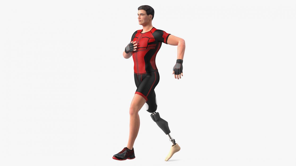 3D model Man Wearing Lower Limb Prosthesis Rigged