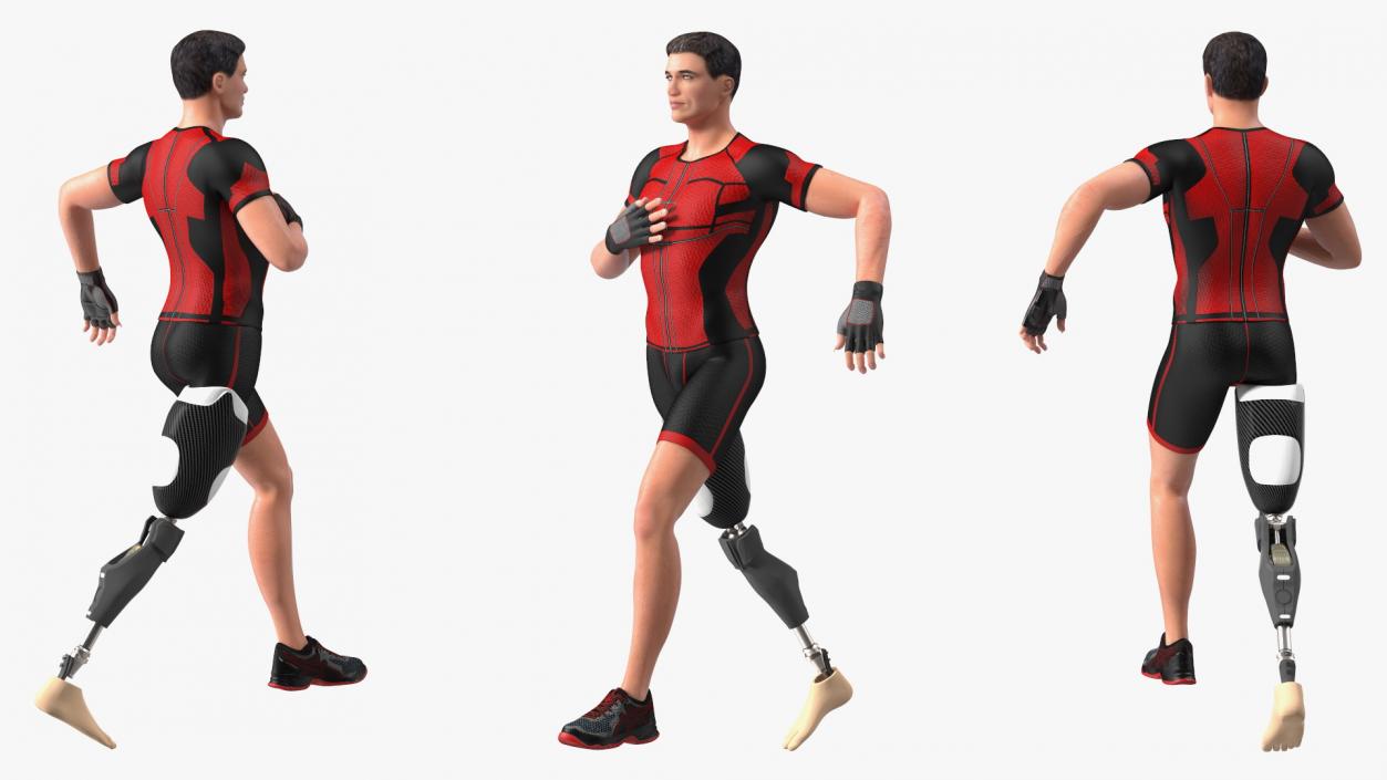 3D model Man Wearing Lower Limb Prosthesis Rigged