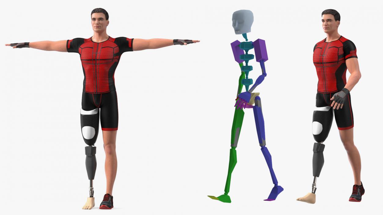 3D model Man Wearing Lower Limb Prosthesis Rigged