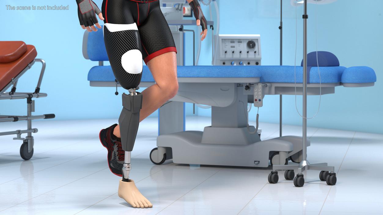 3D model Man Wearing Lower Limb Prosthesis Rigged