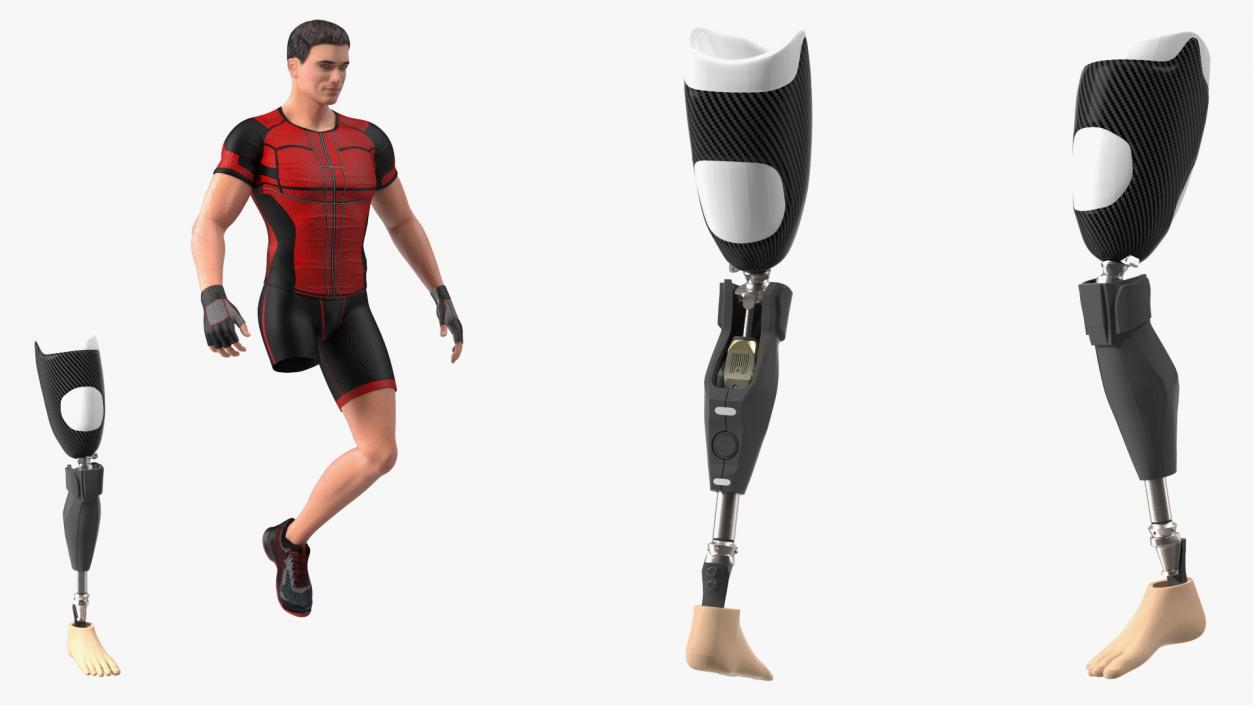 3D model Man Wearing Lower Limb Prosthesis Rigged