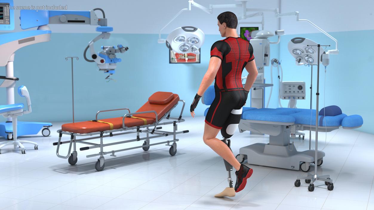 3D model Man Wearing Lower Limb Prosthesis Rigged