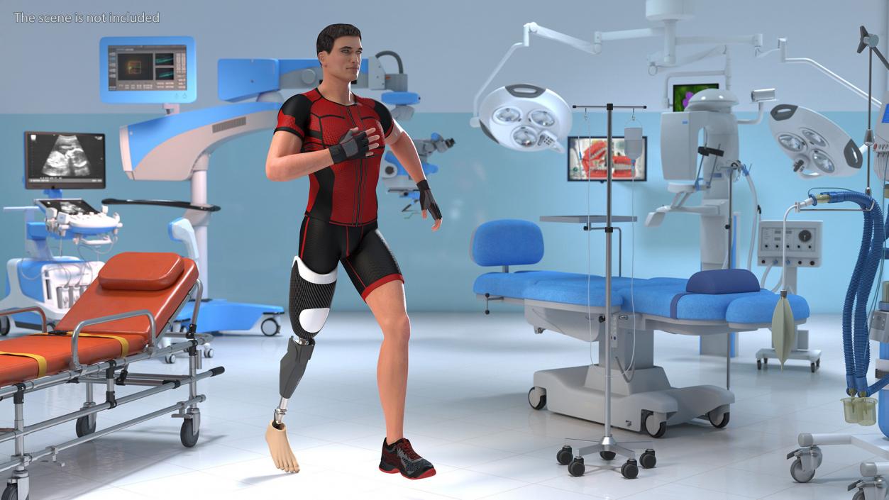 3D model Man Wearing Lower Limb Prosthesis Rigged