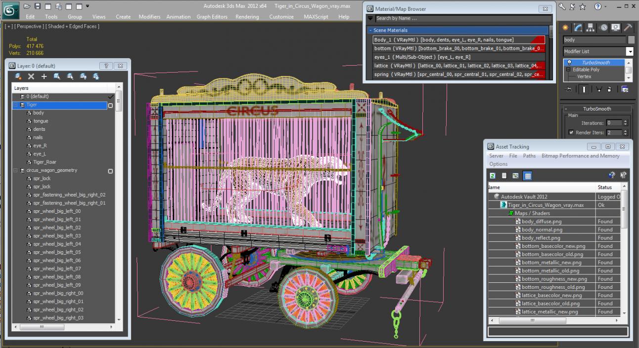 3D Tiger in Circus Wagon