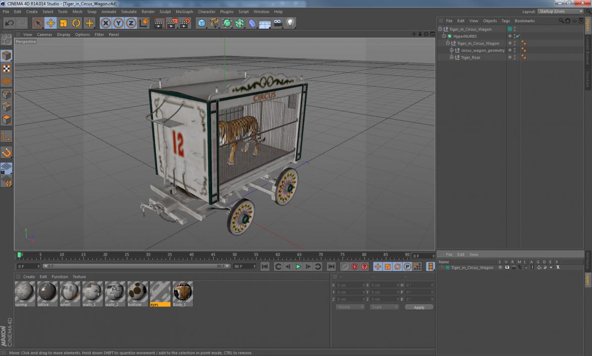 3D Tiger in Circus Wagon