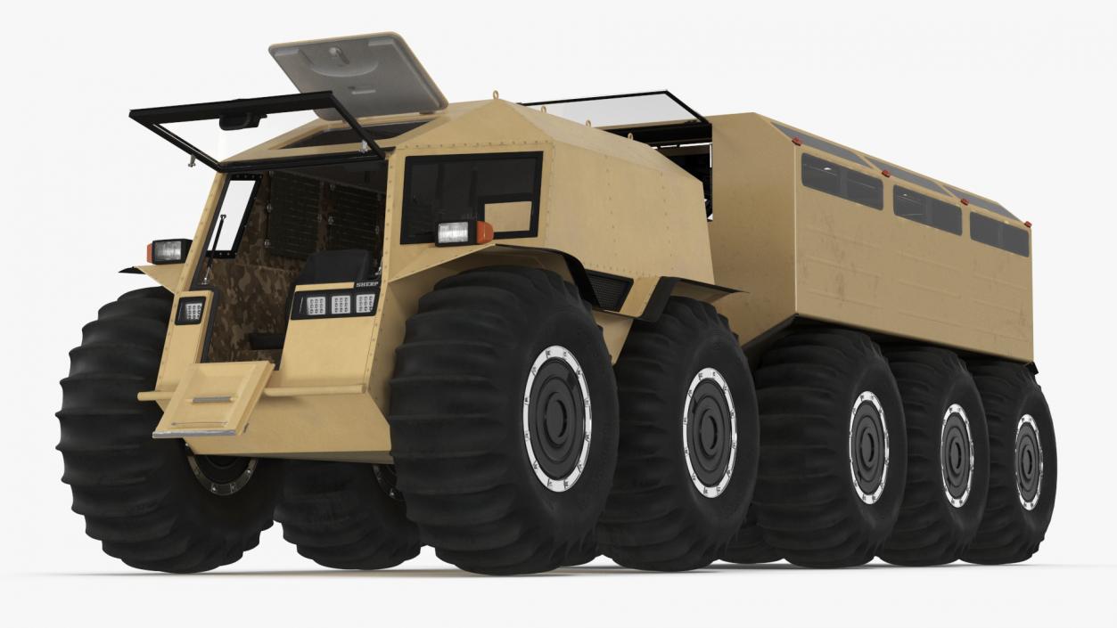 3D Sherp ATV with Trailer Beige model