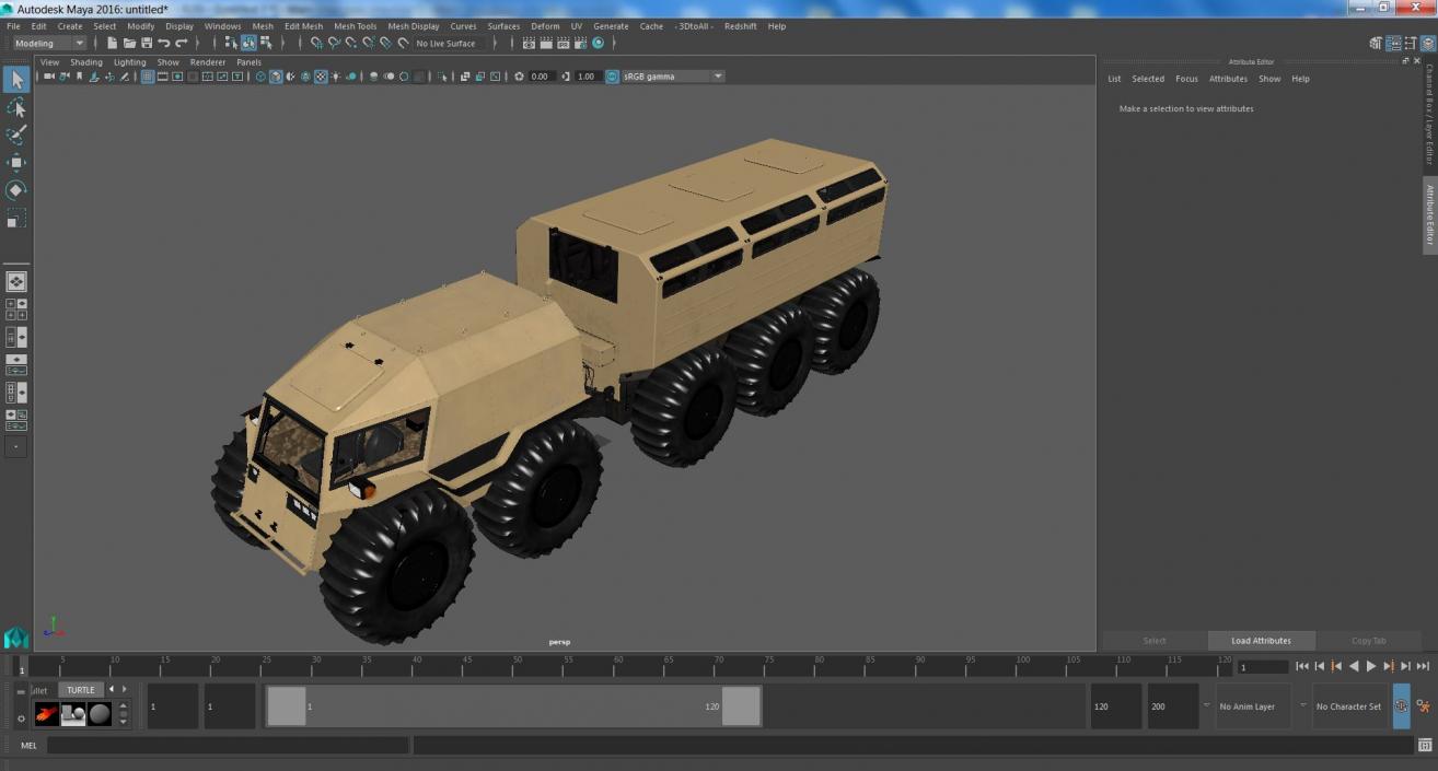 3D Sherp ATV with Trailer Beige model