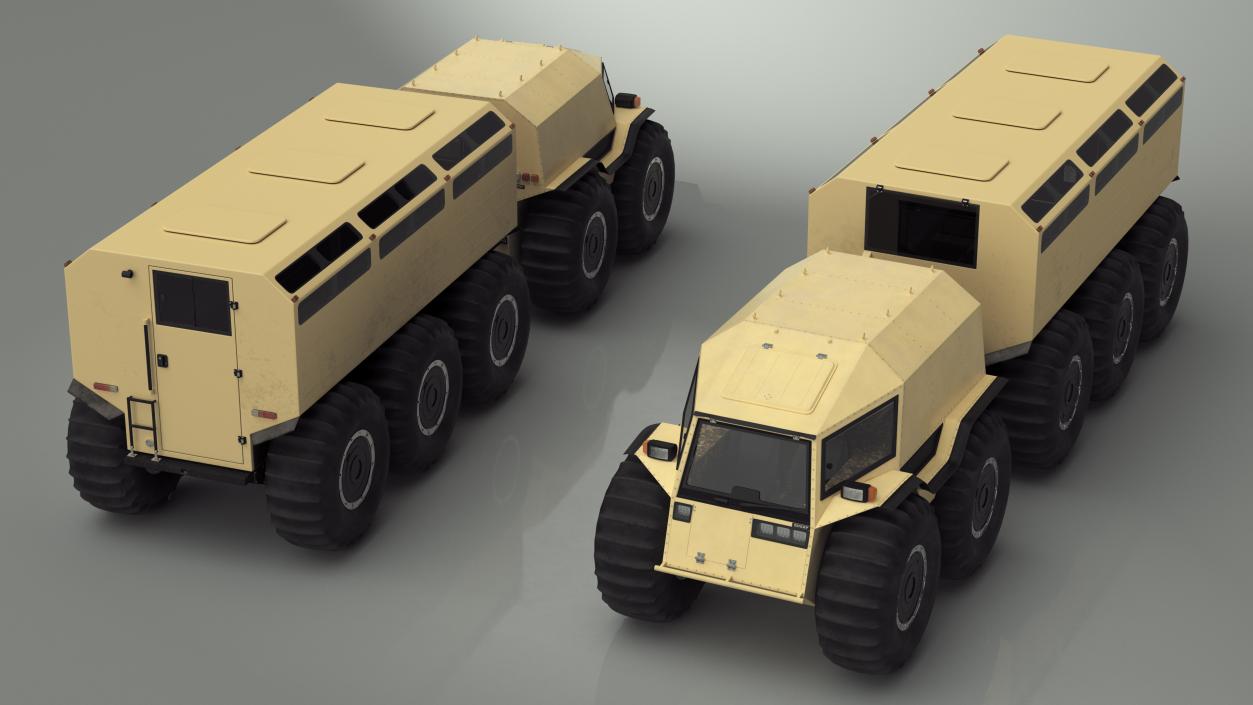 3D Sherp ATV with Trailer Beige model