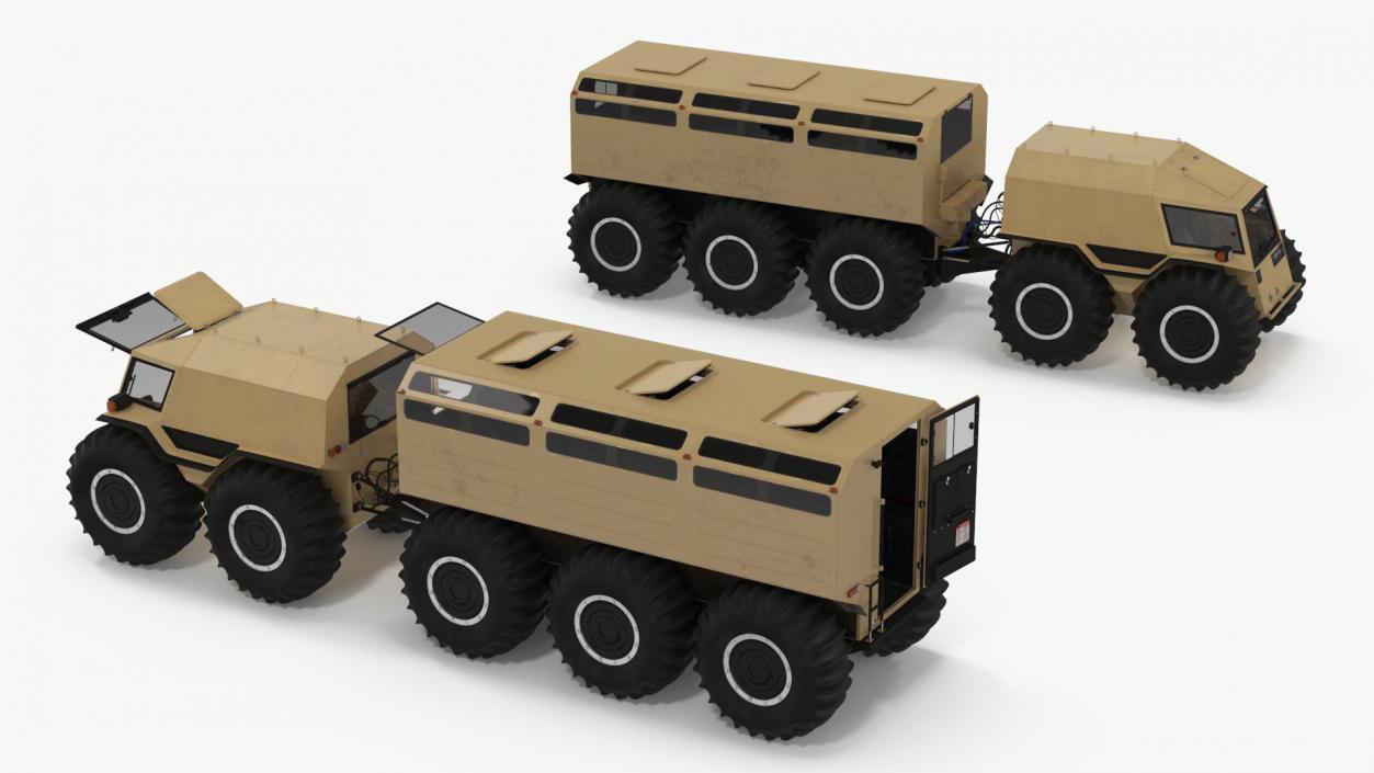 3D Sherp ATV with Trailer Beige model