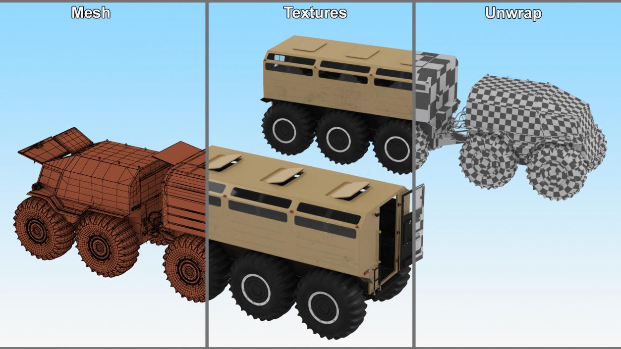 3D Sherp ATV with Trailer Beige model