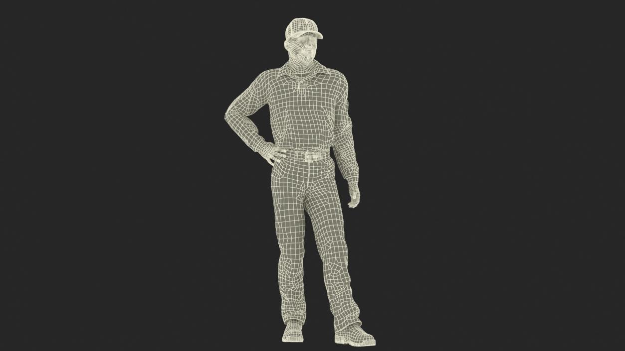 3D model Young Man Wearing Casual Clothes Standing Pose Fur