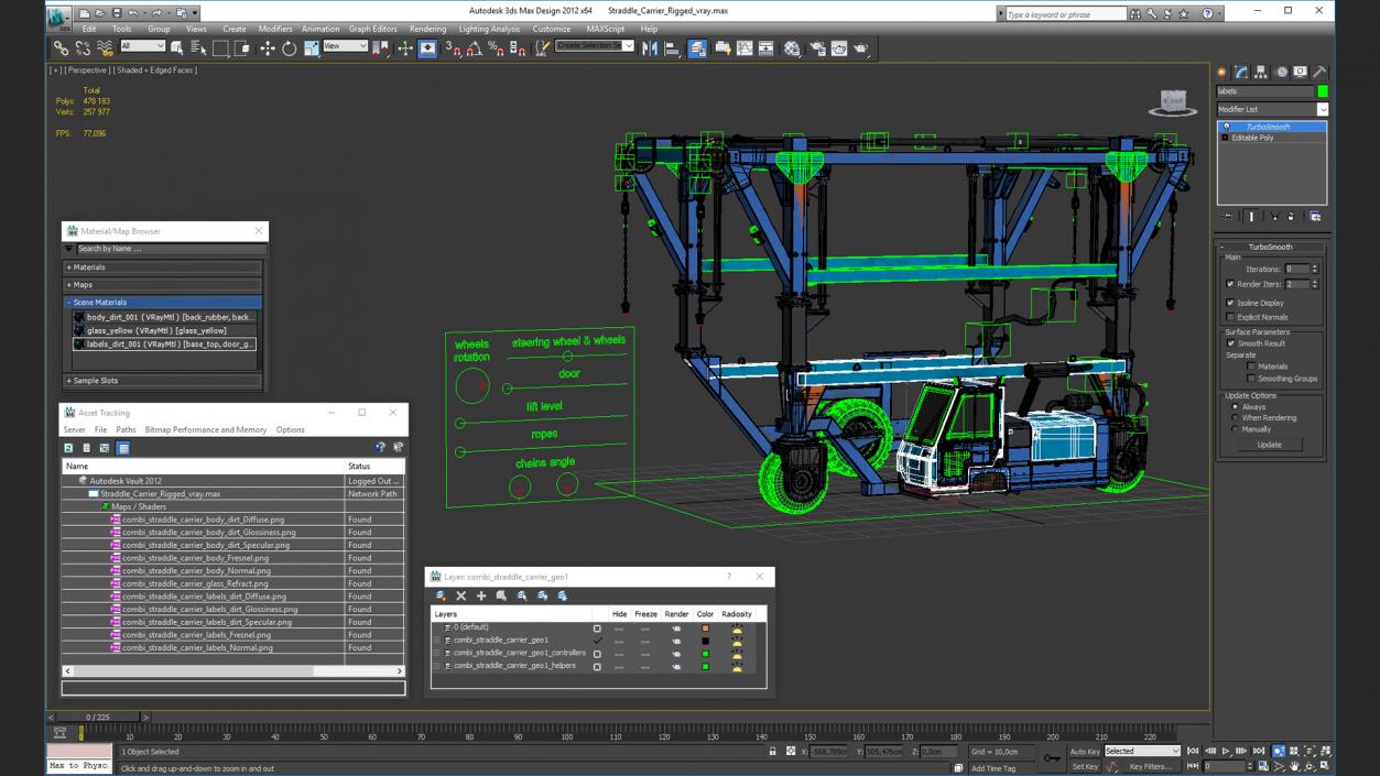 3D Straddle Carrier Rigged model