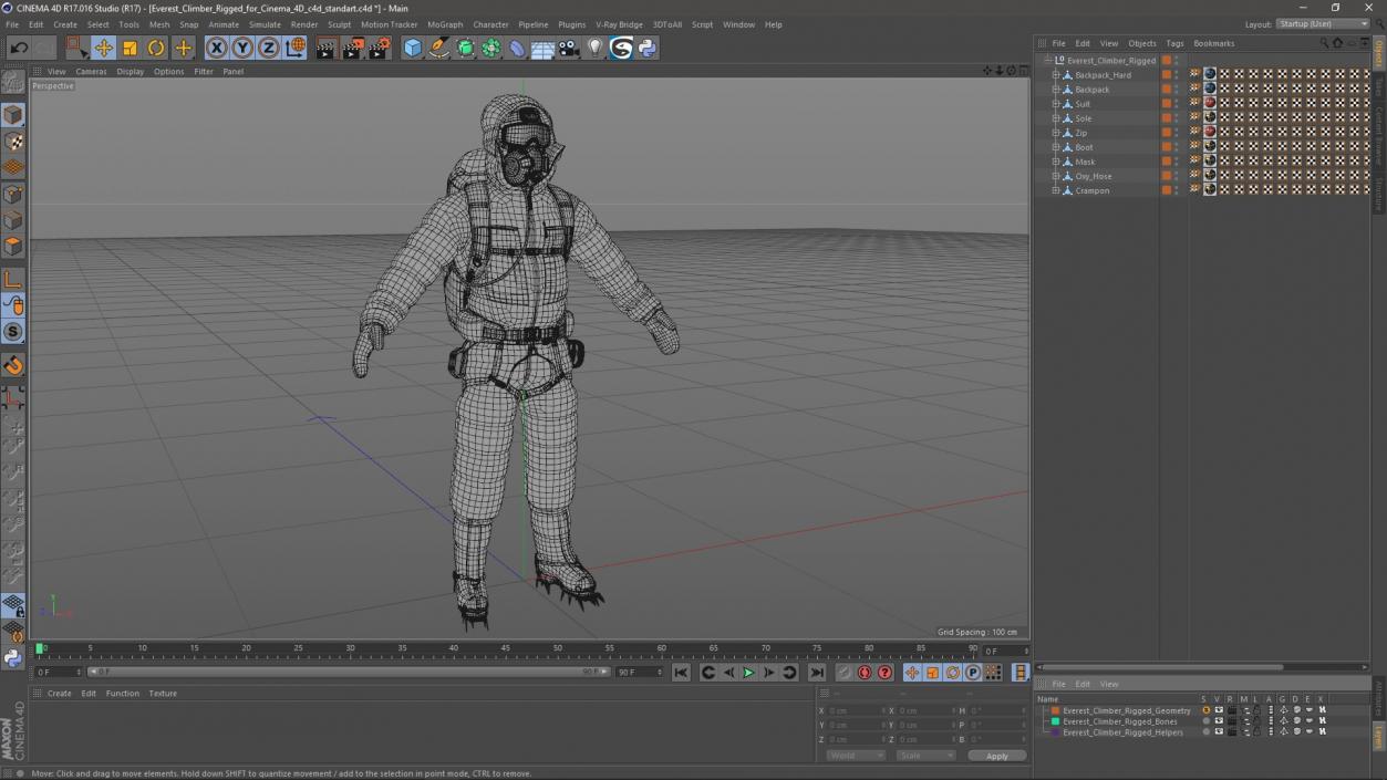 3D Everest Climber Rigged for Cinema 4D