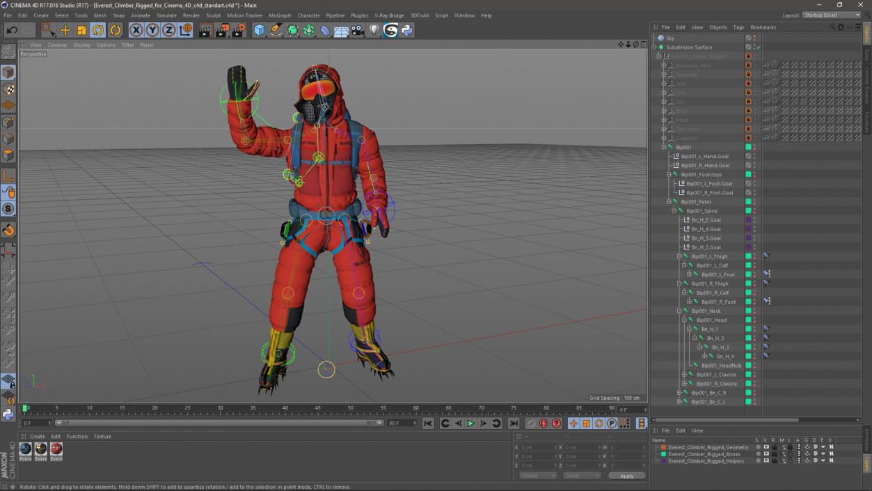 3D Everest Climber Rigged for Cinema 4D