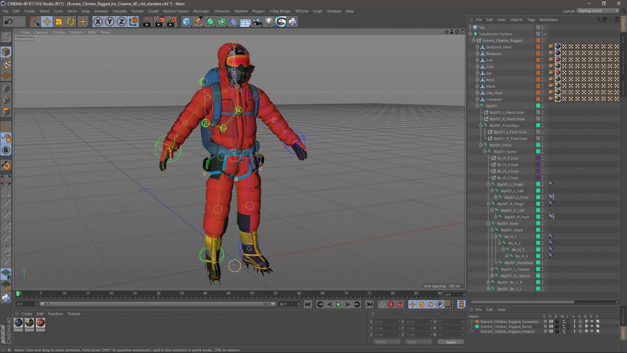 3D Everest Climber Rigged for Cinema 4D