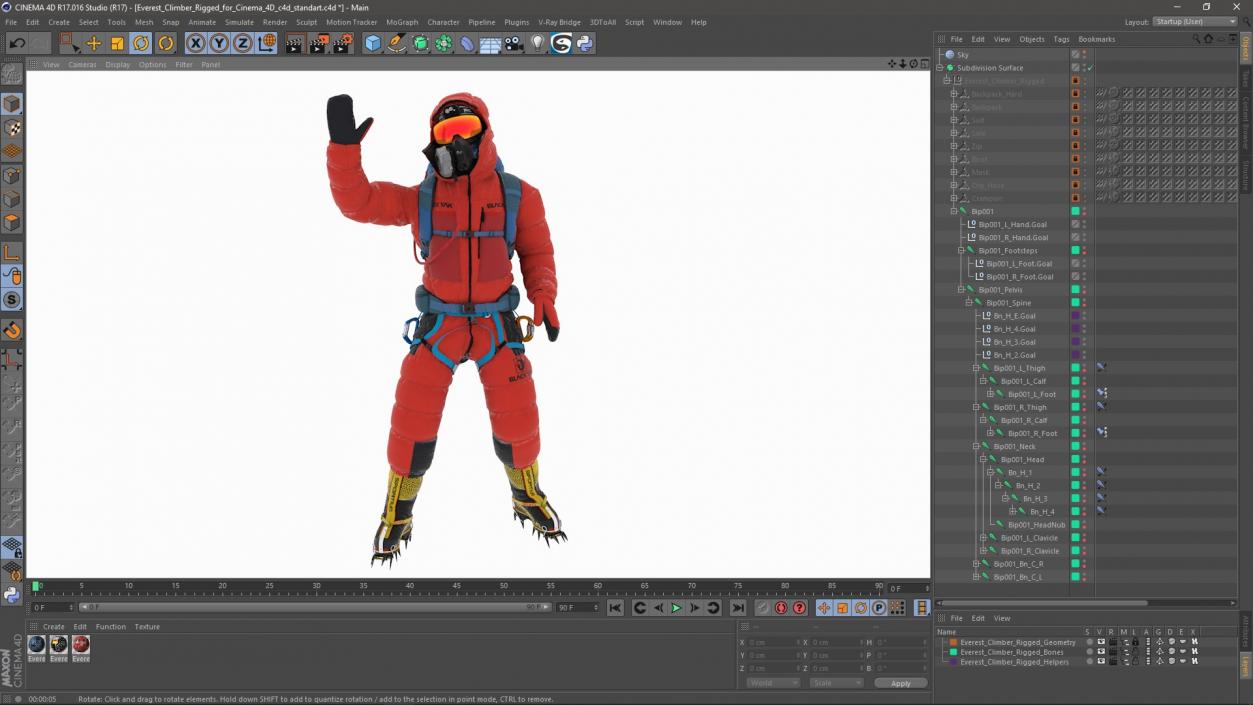 3D Everest Climber Rigged for Cinema 4D