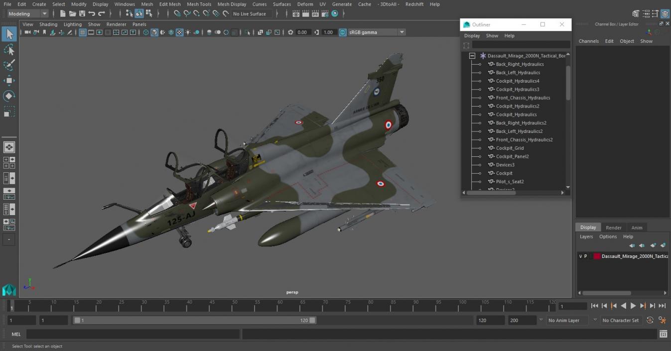 Dassault Mirage 2000N Tactical Bomber with Armament Camouflage 3D