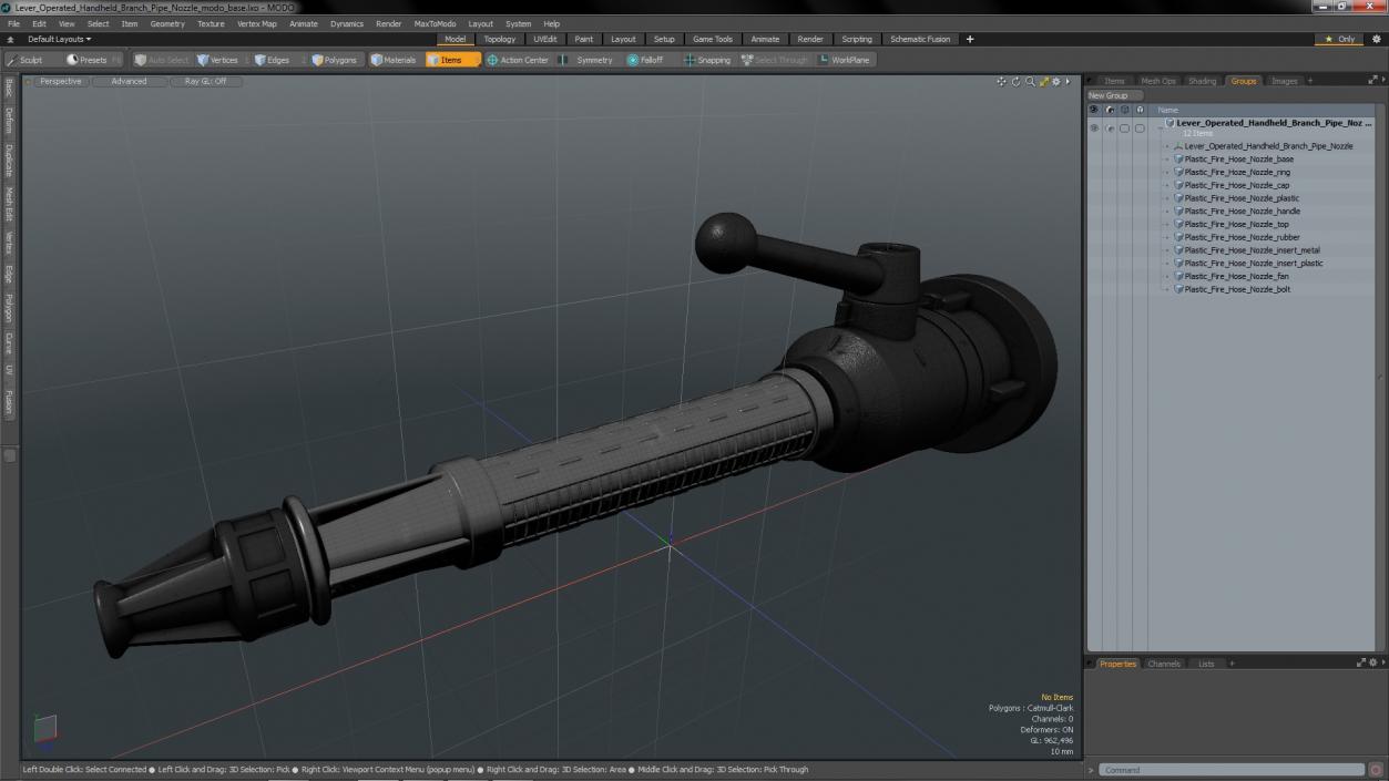 Lever Operated Handheld Branch Pipe Nozzle 3D