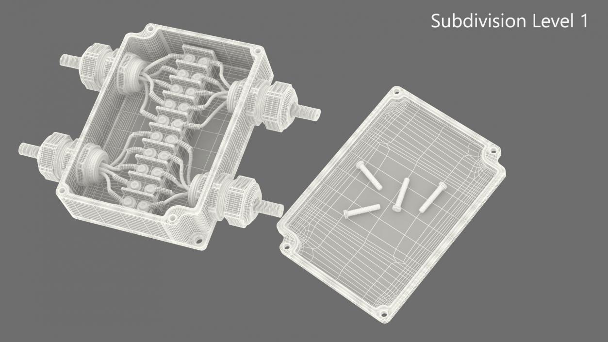 3D Black Junction Box with 4 Wires