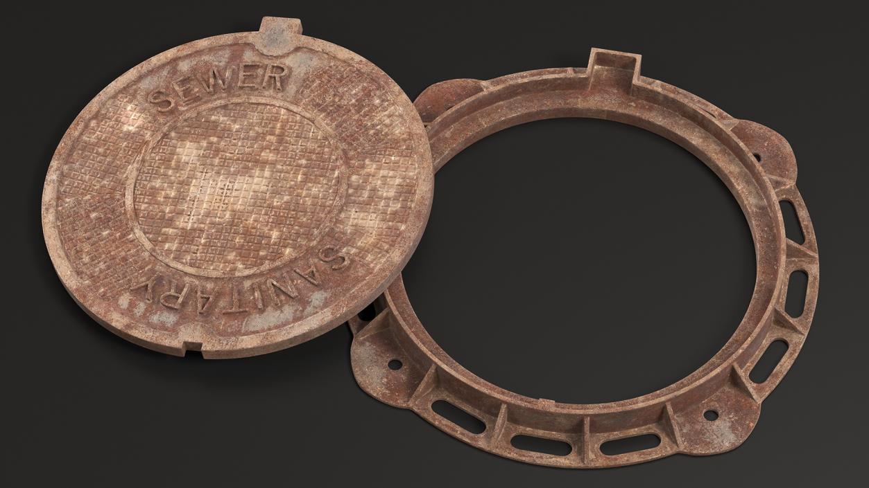 3D Rusty Sewer Cover Lid