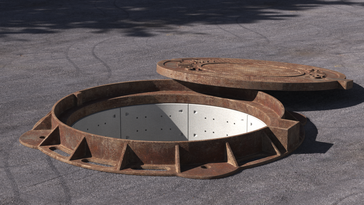 3D Rusty Sewer Cover Lid