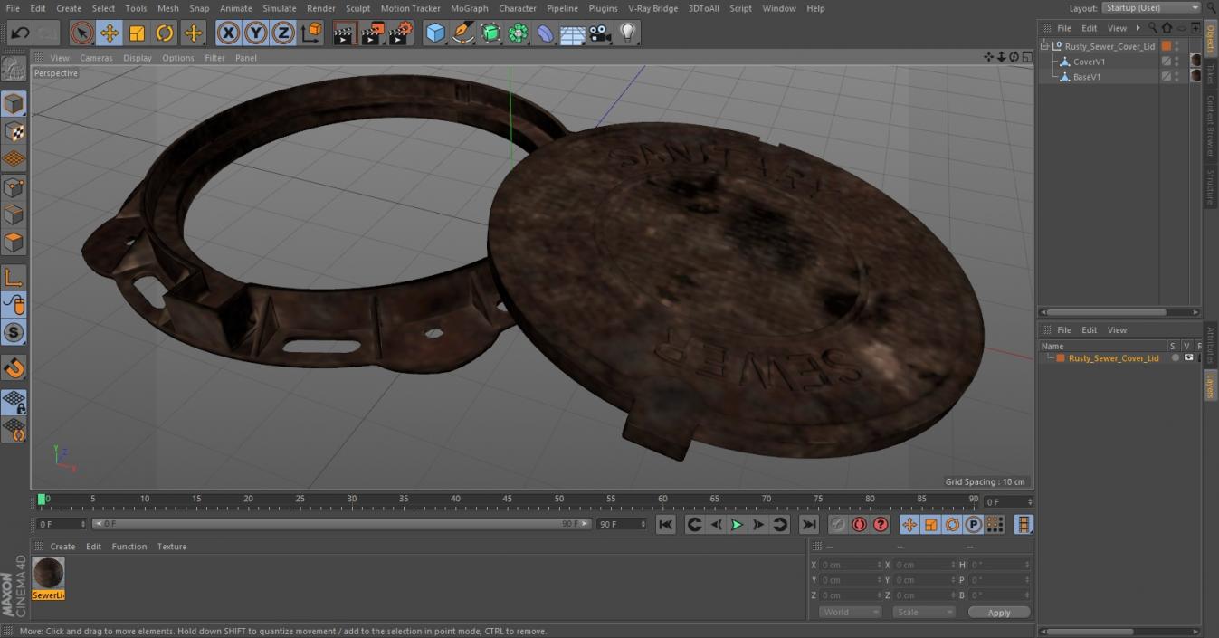 3D Rusty Sewer Cover Lid