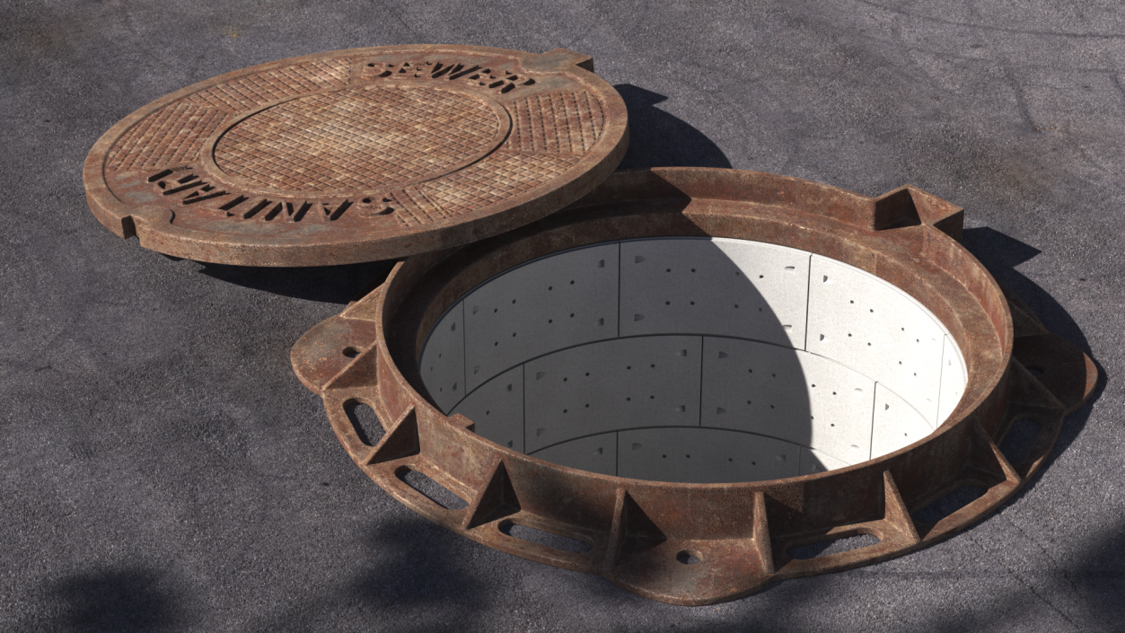 3D Rusty Sewer Cover Lid