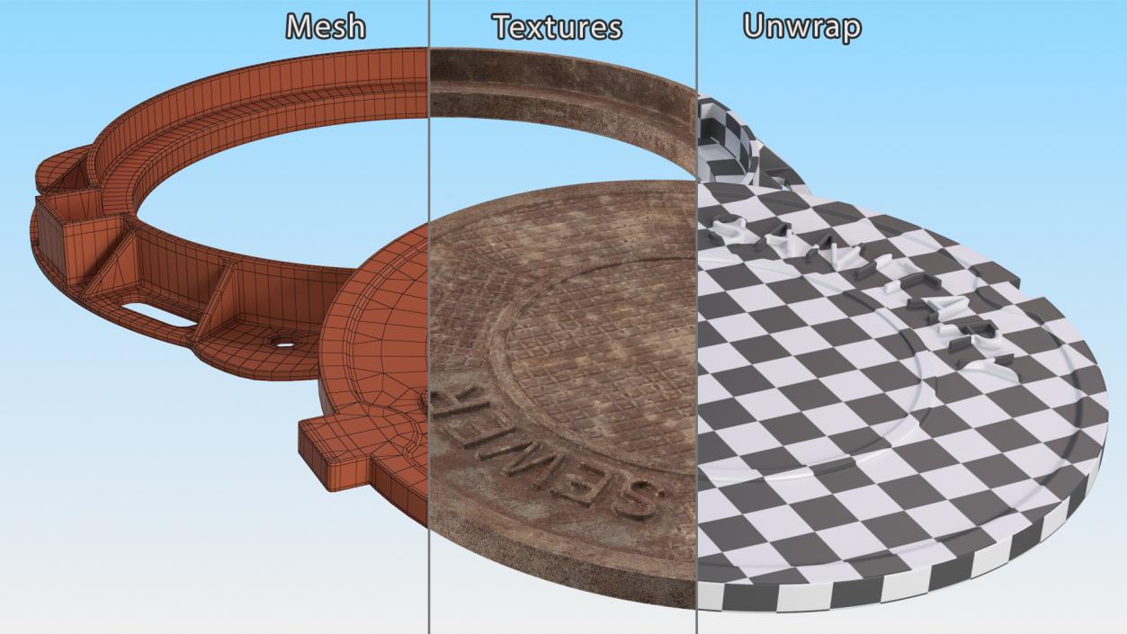 3D Rusty Sewer Cover Lid