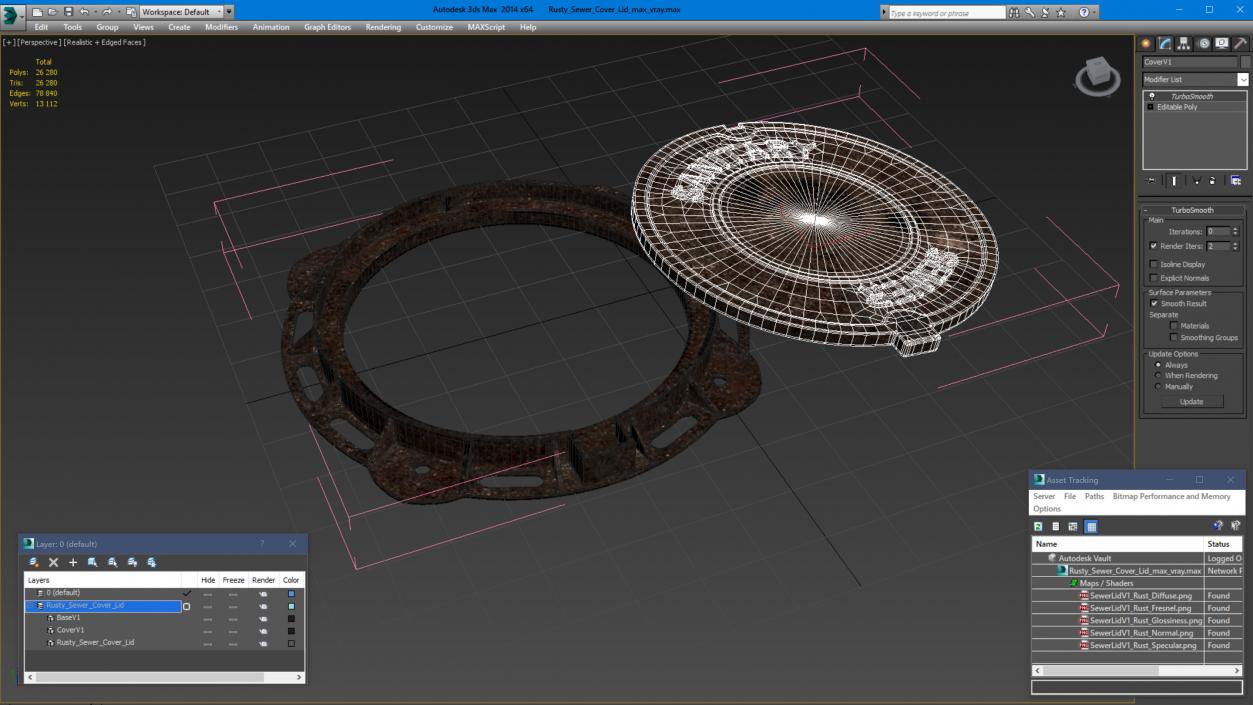 3D Rusty Sewer Cover Lid